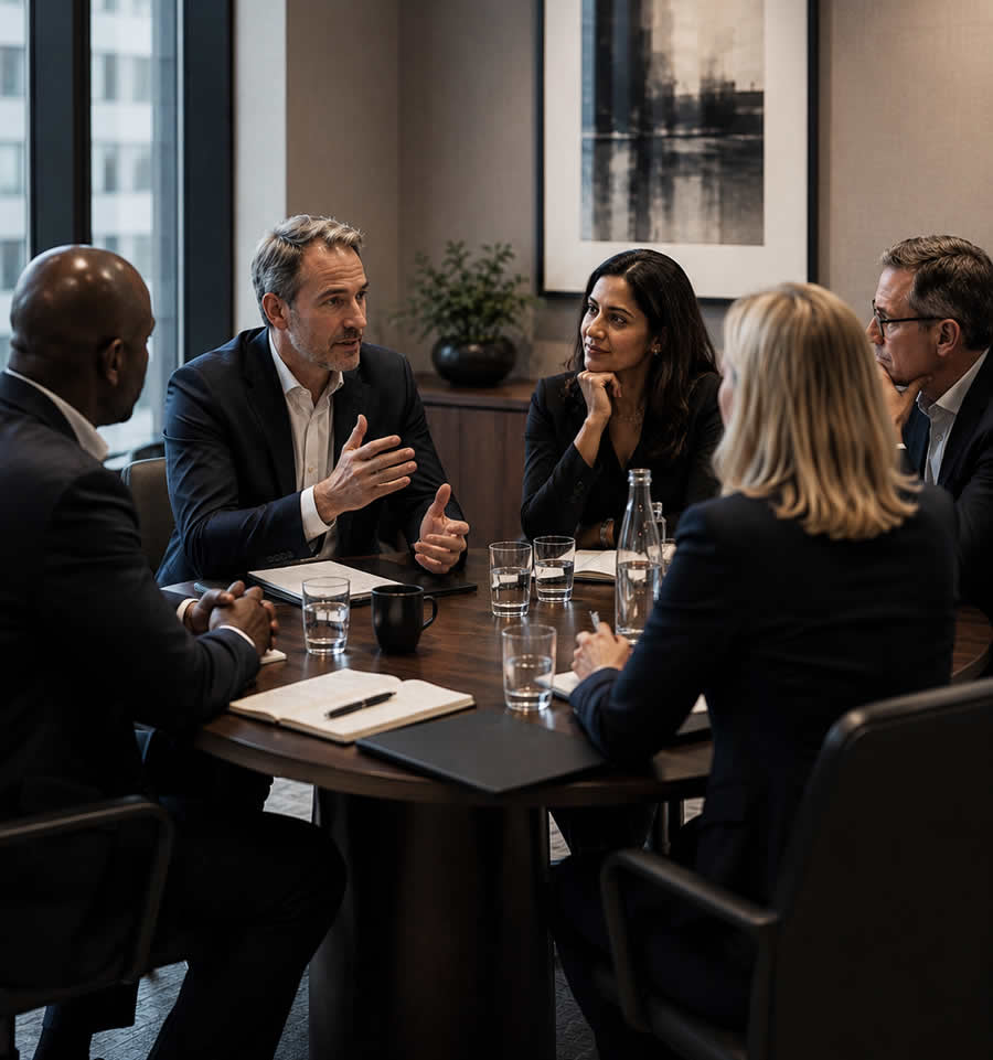 Senior technology leaders in discussion during a private executive engagement