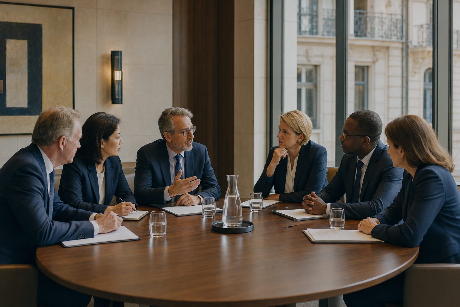 Senior European banking leaders in a risk programme meeting