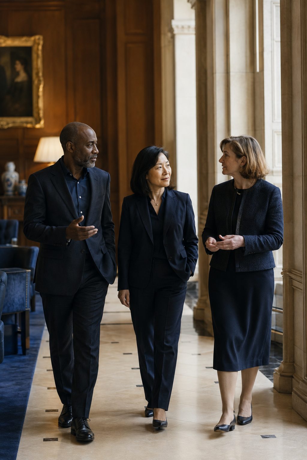 International senior business leaders in conversation
