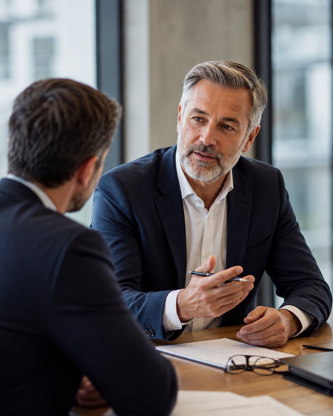 Senior professionals discussing a specialist executive search